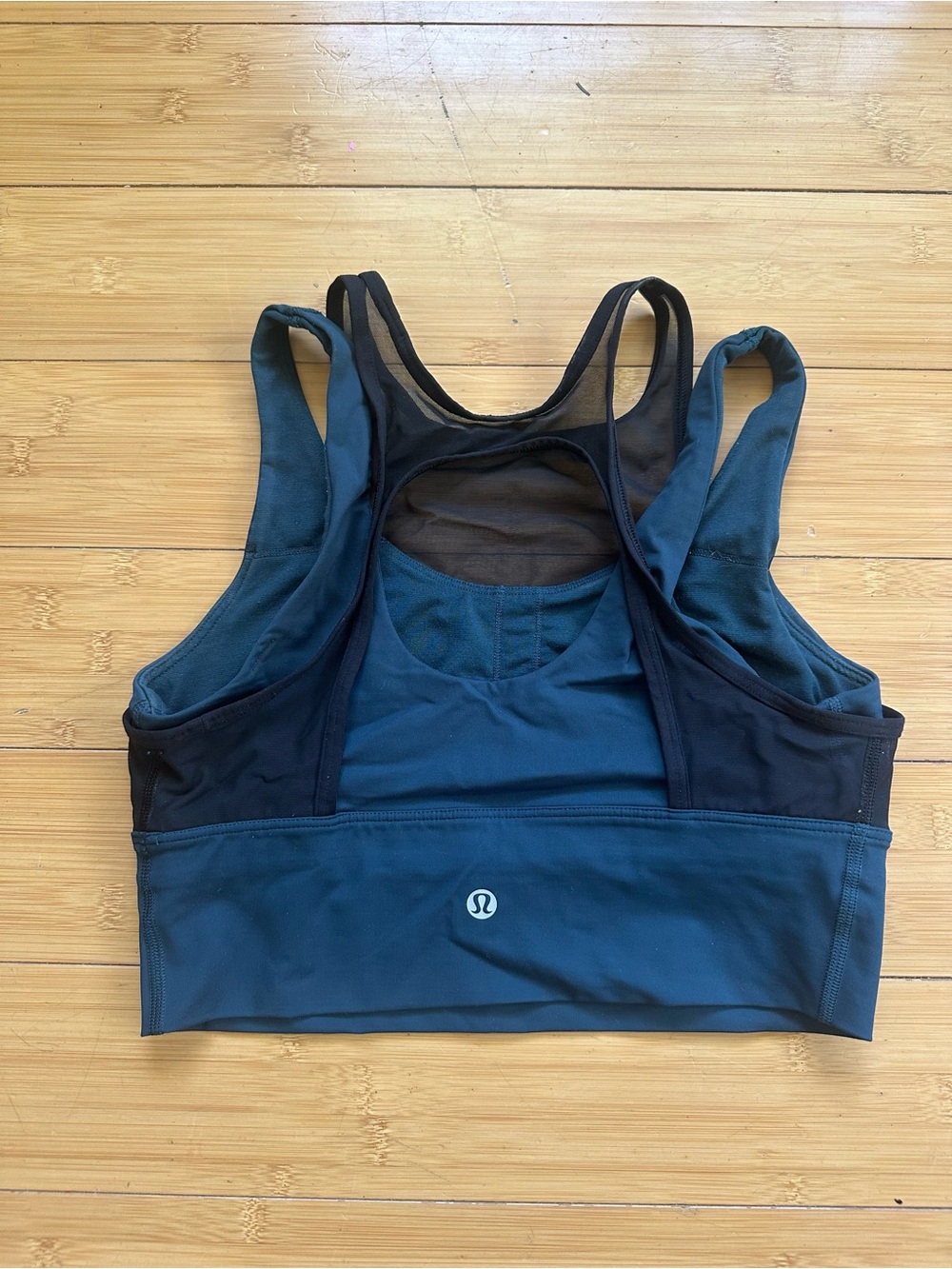 lululemon athletica Teal and Black Racerback Sports Bra